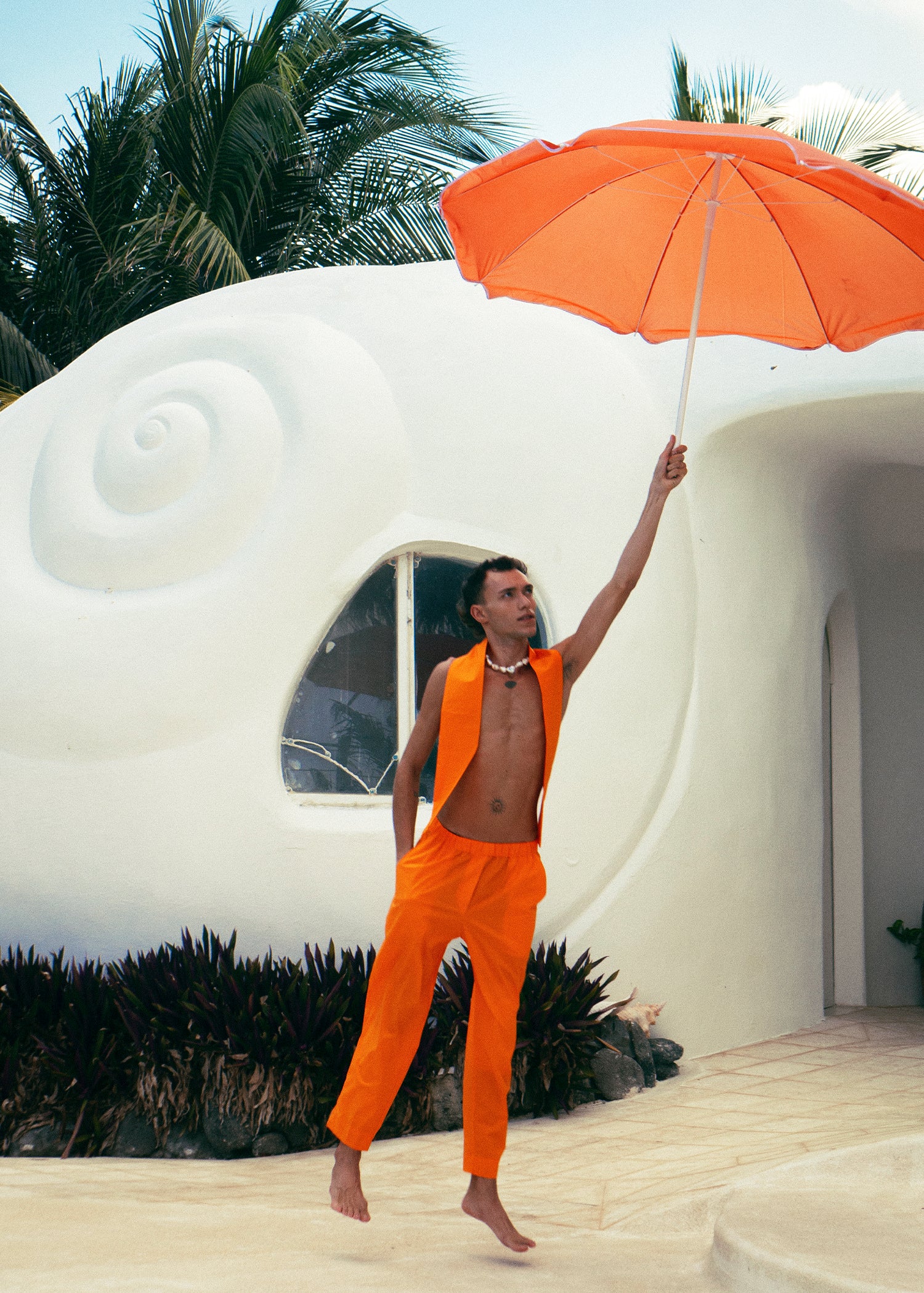 pants comodo con bolsillos color tangerine