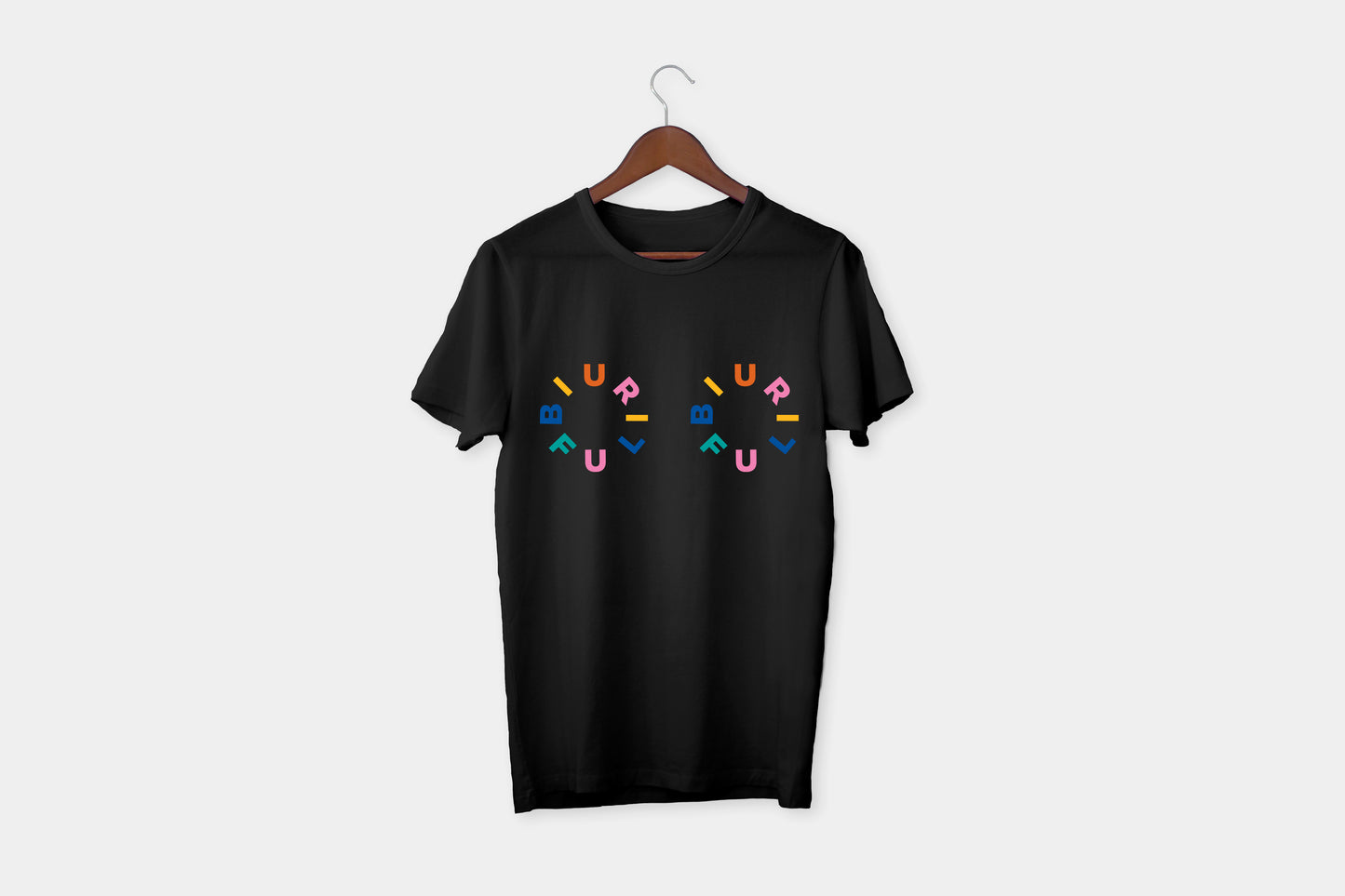 BIURIFUL T-SHIRT BLACK BOOBS RAINBOW