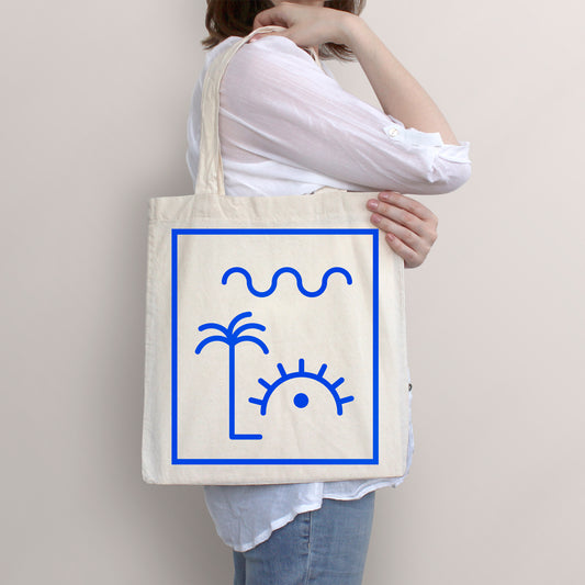 BIURIFUL TOTE BAG FACE OF NATURE BLUE