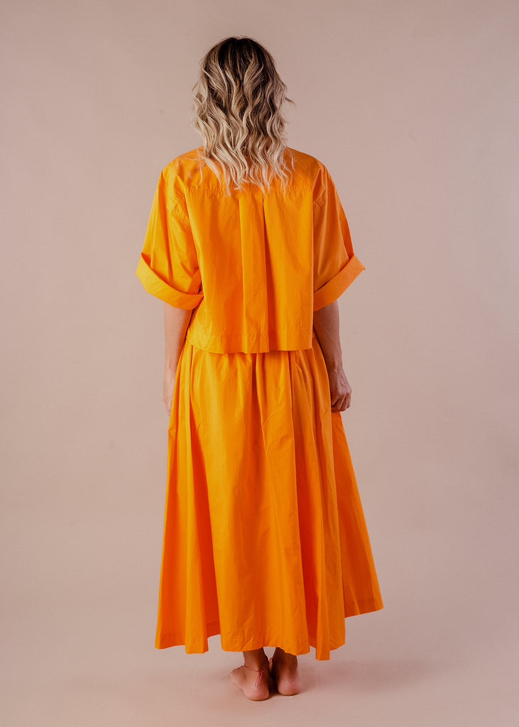 Falda larga con bolsillos al frente color tangerine