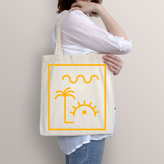 BIURIFUL TOTE BAG FACE OF NATURE YELLOW