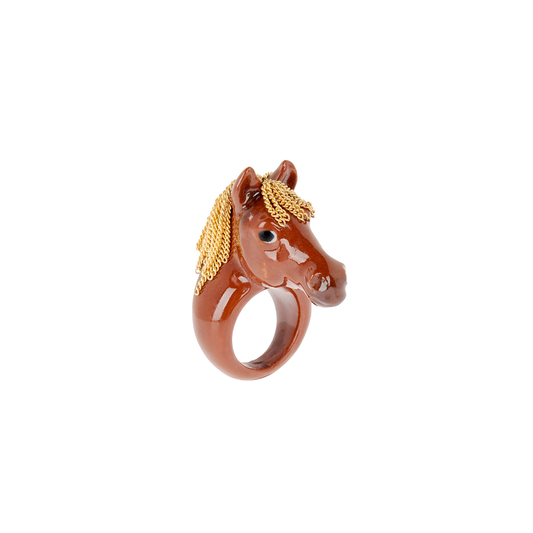 NACH BROWN HORSE WITH HAIRS RING