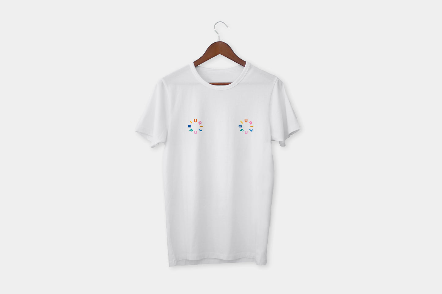 BIURIFUL T-SHIRT WHITE NIPPLES RAINBOW