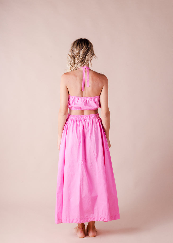 Top estilo globito con cintas ajustables color rosa