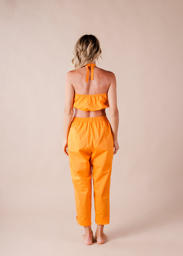 Top estilo globito con cintas ajustables color tangerine