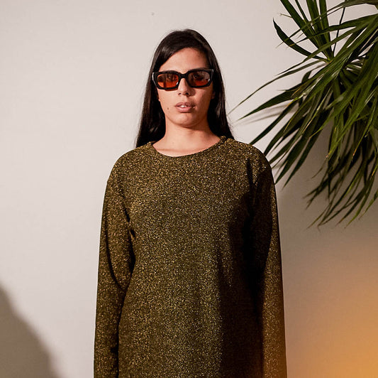 BIURIFUL LONG MANGAS BLOUSE SPARKLING GOLD