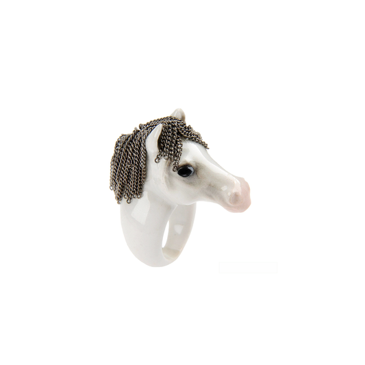 NACH WHITE HORSE WITH HAIR RING